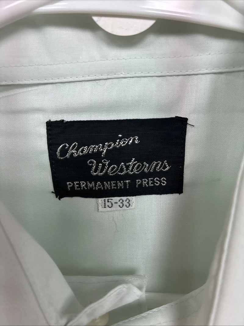 New Men’s Champion Western Mint Green Long Sleeve Pearl Snap 15 Medium M-62