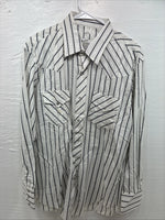 New Men’s Champion Western White Stripe Long Sleeve Pearl Snap 16.5 Large AA-58