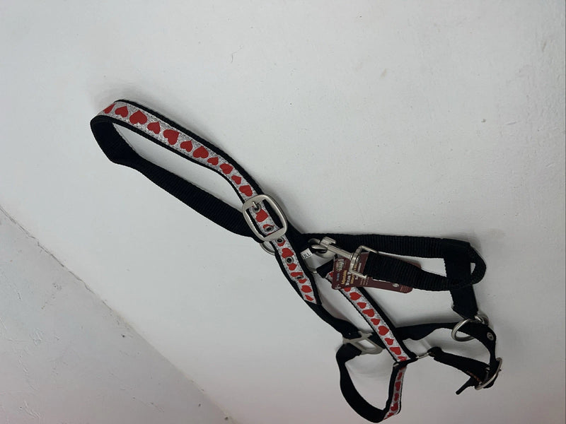 New Tough 1 Black Nylon Halter With Red Hearts Full #50-2031 3C-11
