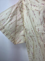 New Women’s White Horse Yellow Floral Short Sleeve Pearl Snap XL II-94