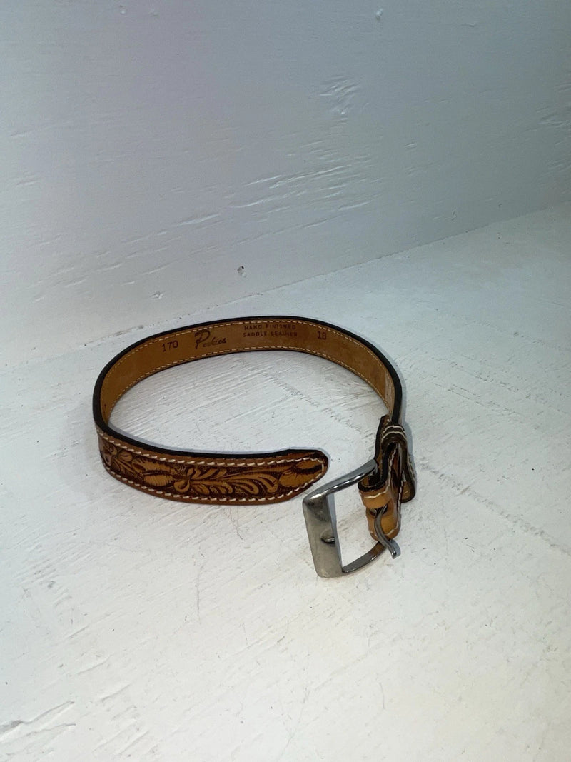New Brown Genuine Leather Perkies Tooled 18” Belt #170 NN-85