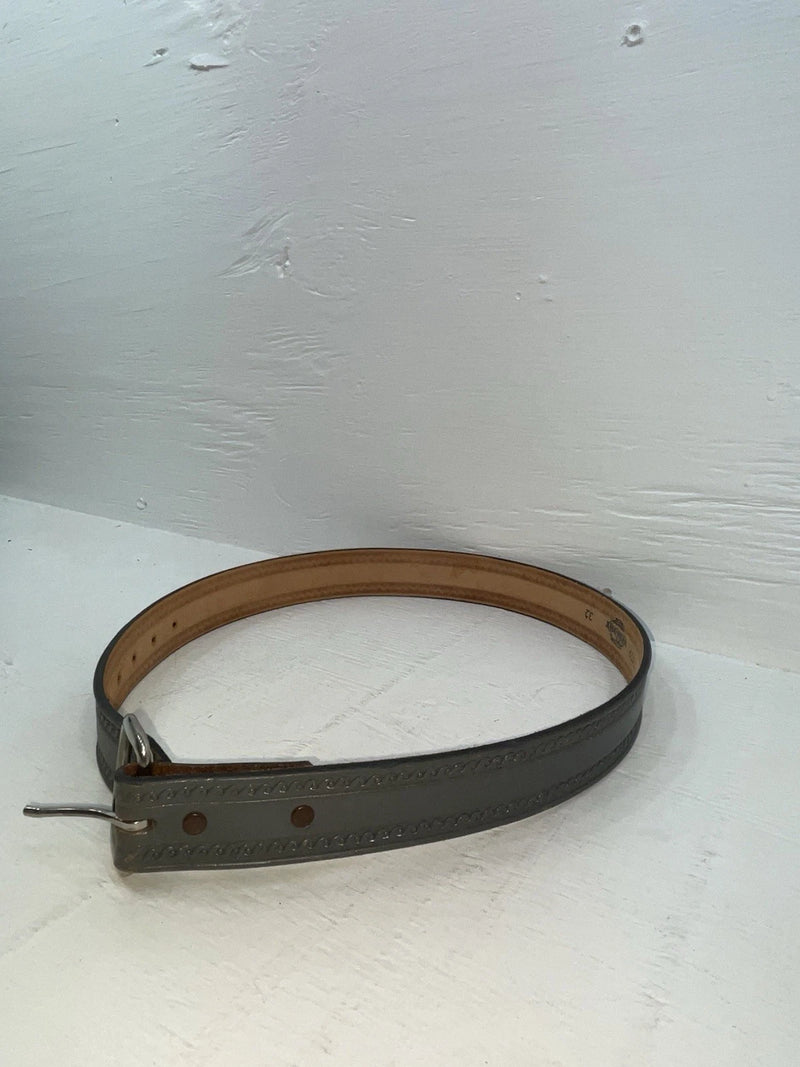 New Gray Genuine Leather Wright Tooled 32” Belt #10119 JJ-53
