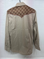 New Men’s Champion Western Brown Design Long Sleeve Pearl Snap 15.5 Medium X-12