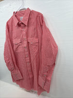 New Men’s H Bar C Red Checkered Long Sleeve Pearl Snap 2XL H-43