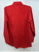 New Men’s ELY Cattleman Red Simple Long Sleeve Pearl Snap Medium J-92