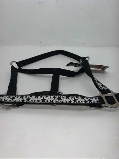 New Tough 1 Black Silver Nylon Star Full Horse Halter #50-2031 3C-7