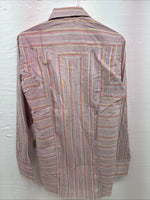 New Men’s Tem Tex Pink Stripe Long Sleeve Pearl Snap 15 Medium X-44