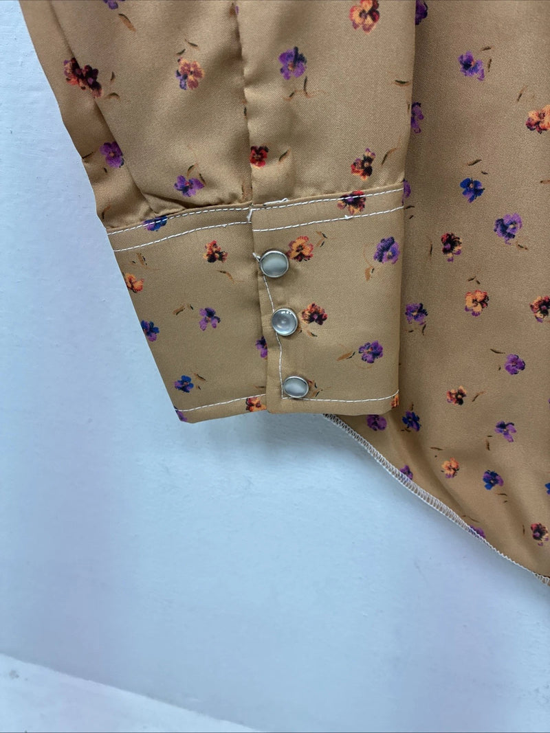New Women’s Dickson Jenkins Orange Floral Long Sleeve Pearl Snap Size 30 MM-55