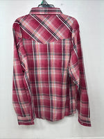 New Women’s Cumberland Pink Plaid Long Sleeve Pearl Snap XL GG-56