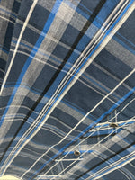 New Men’s ELY 1878 Blue Gray Plaid Short Sleeve Pearl Snap XL O-71