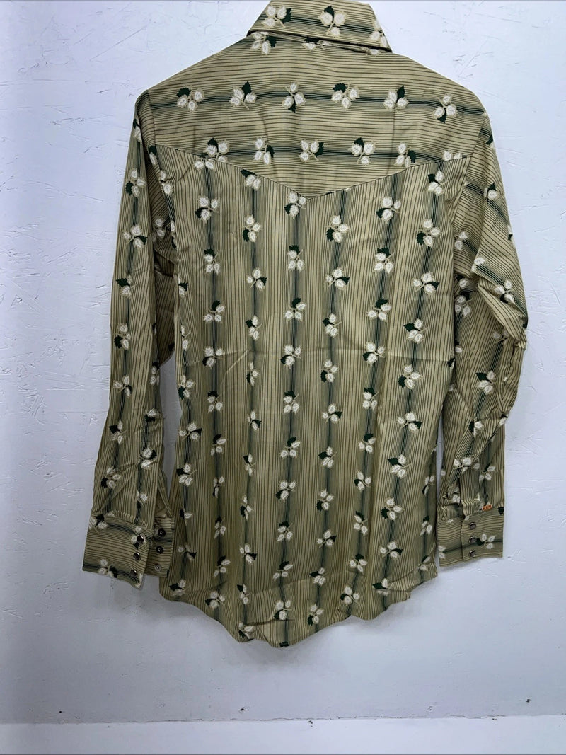 New Men’s Green ELY Plains Long Sleeve Pearl Snap Shirt. 15x34 M S-4