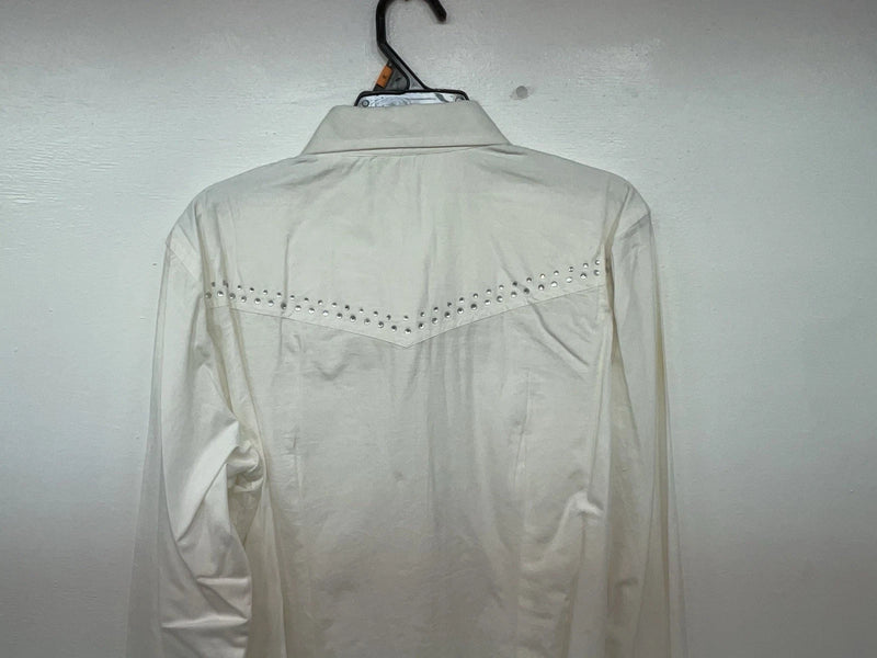 New Women’s White Cumberland Outfitters Long Sleeve Button Up Shirt M 3B-39