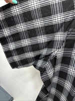 New Men’s ELY Cattleman Black White Flannel Short Sleeve Pearl Snap 4XL E-78