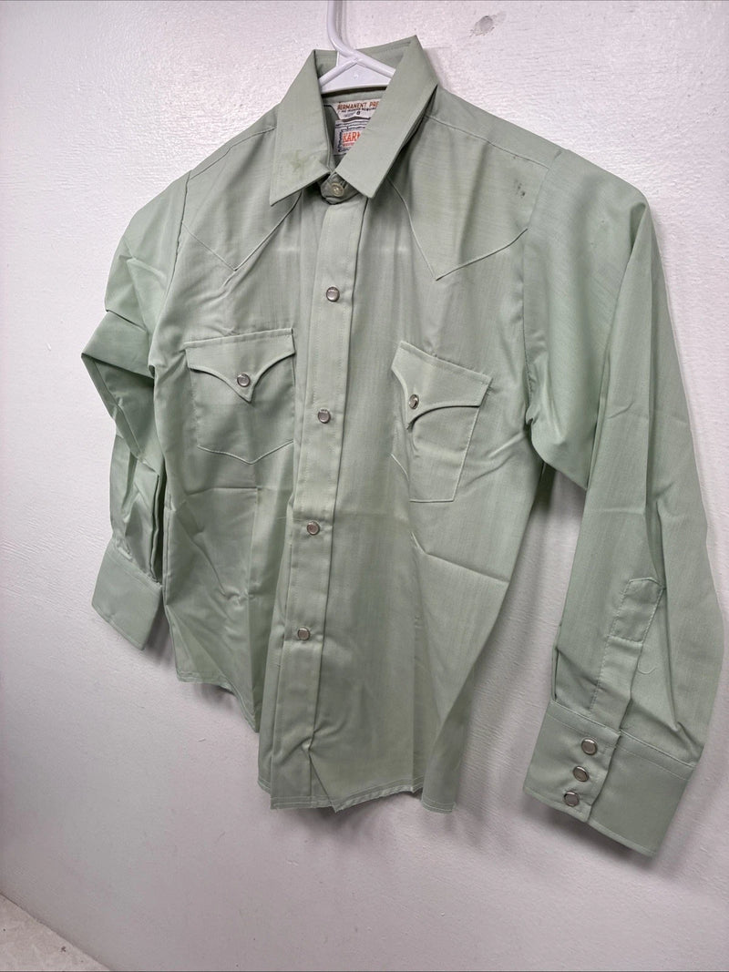 New Women’s Karman Green Long Sleeve Pearl Snap Size 8 YY-23