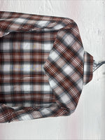 New Kids ELY Cattleman Orange Plaid Long Sleeve Pearl Snap Size 14 DD-38