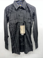 New Men’s Black Panhandle Slim Pearl Snap Long Sleeve Shirt. 14.5x33 S I-46