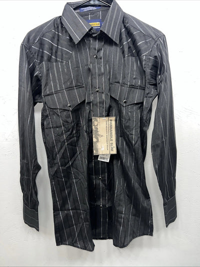 New Men’s Black Panhandle Slim Pearl Snap Long Sleeve Shirt. 14.5x33 S I-46
