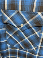 New Men’s ELY Cattleman Blue Flannel Long Sleeve Pearl Snap 4XL E-80