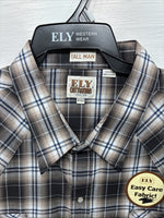 New Men’s ELY Cattleman Brown Flannel Long Sleeve Pearl Snap 4XL E-81