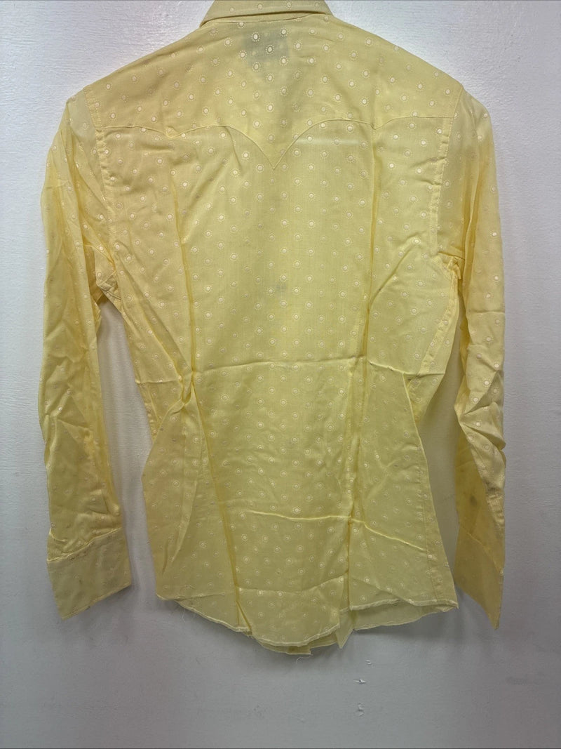 New Women’s Tem Tex Yellow Long Sleeve Pearl Snap Size 12 KK-22