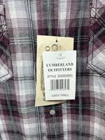 New Women’s Cumberland Purple Plaid Long Sleeve Pearl Snap 3XL GG-25