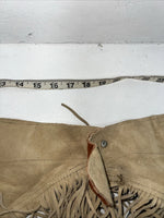 NOS Brown Show Chaps With Fringe Adjustable Waist 32” I-73