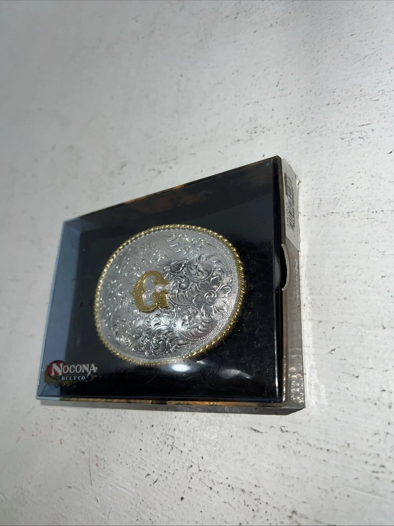 New Women’s Nocona Gold Silver “G” Belt Buckle. 37572-G A-115