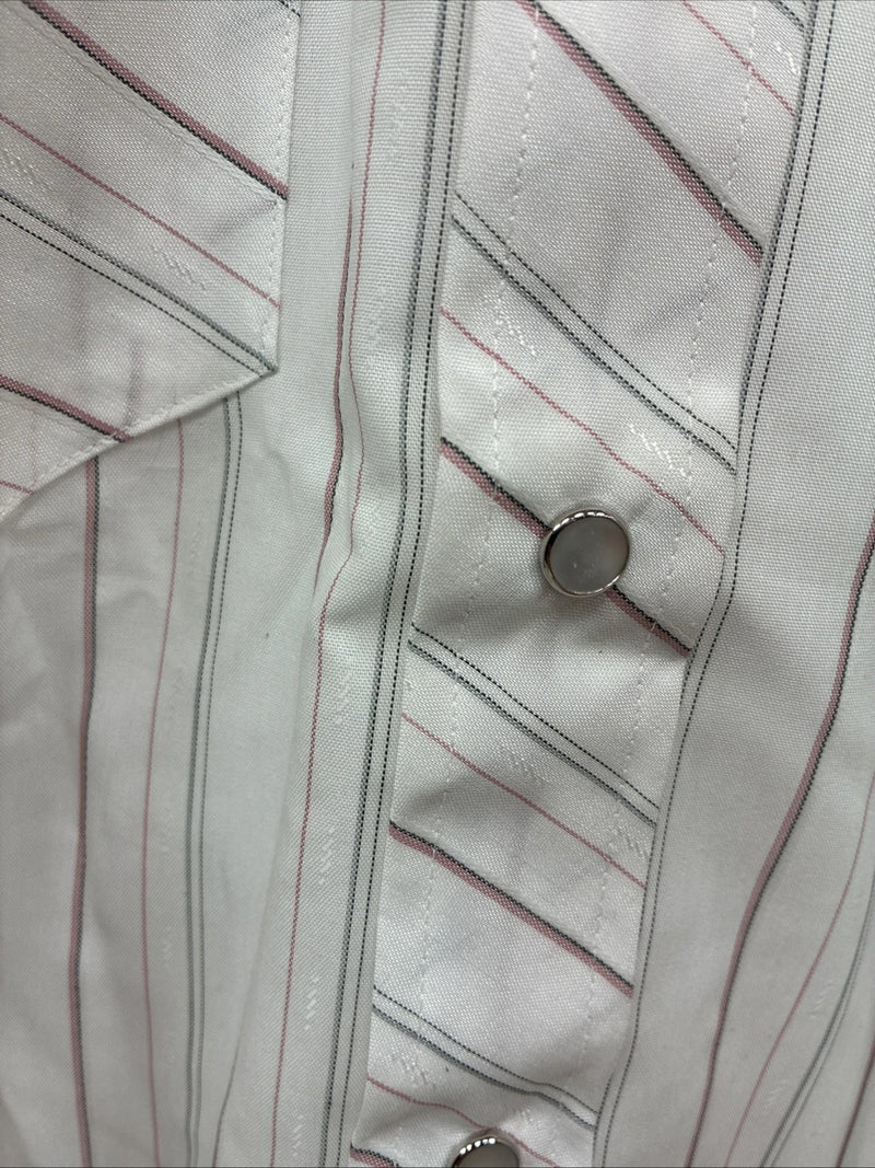 New Men’s H Bar C White Stripe Long Sleeve Pearl Snap 16 Large M-36