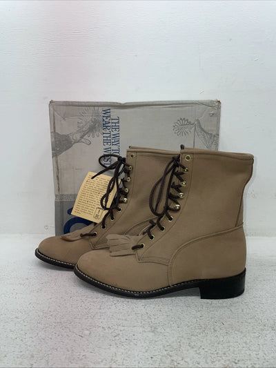 New Men’s Brown Lace Up Acme Cowboy Boots.  1011 8 D. 1-112