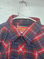 New Men’s ELY Plains Red Blue Plaid Long Sleeve Pearl Snap 17 XL T-87