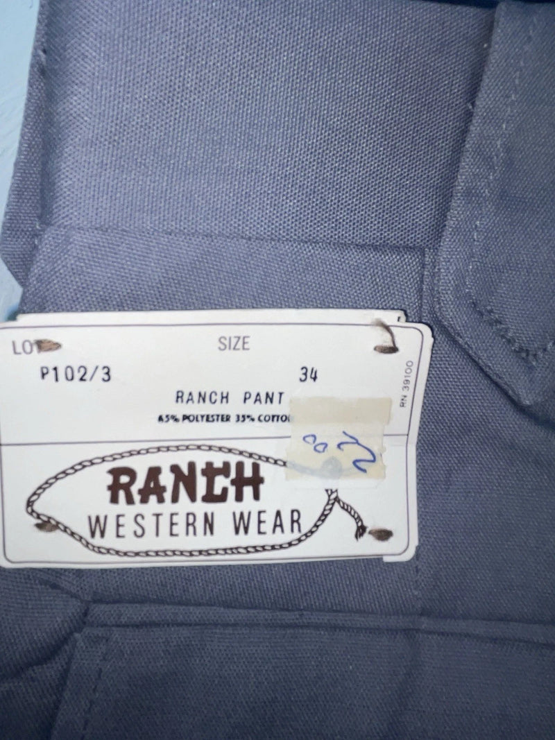 New Vintage Blue Ranch Polyester Pants #P1023 SS-32