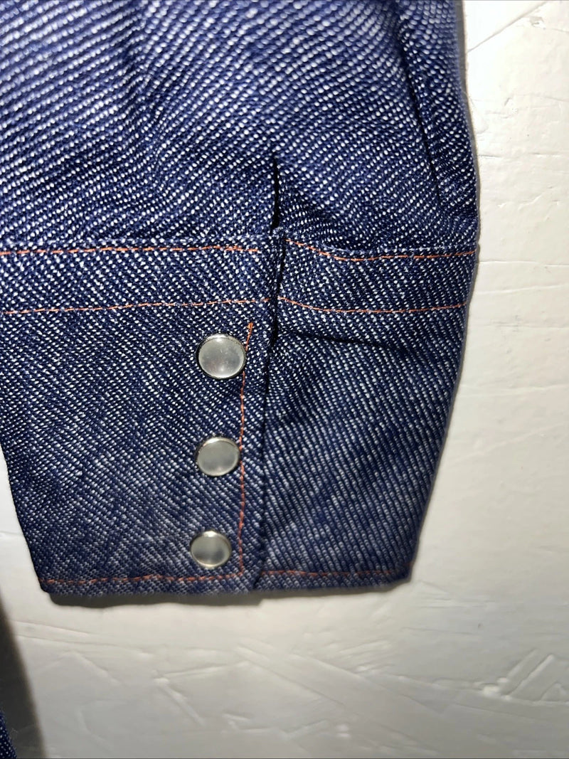 New Men’s Denim Karman Pearl Snap Long Sleeve Shirt 14.5x33 Small P-23