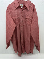 New Men’s Red Plaid Petal Snap Permanent-press Long Sleeve Shirt. 20x35 3XL G-73
