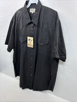 New Men’s ELY Cattleman Black Western Short Sleeve Pearl Snap 18.5 2XL E-48