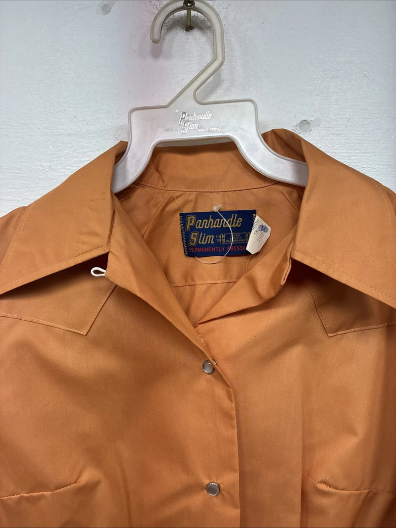 New Women’s Panhandle Slim Orange Long Sleeve Pearl Snap Size 14 KK-117