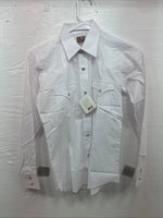 New Kids ELY Classic White Long Sleeve Pearl Snap Size 14 CC-118