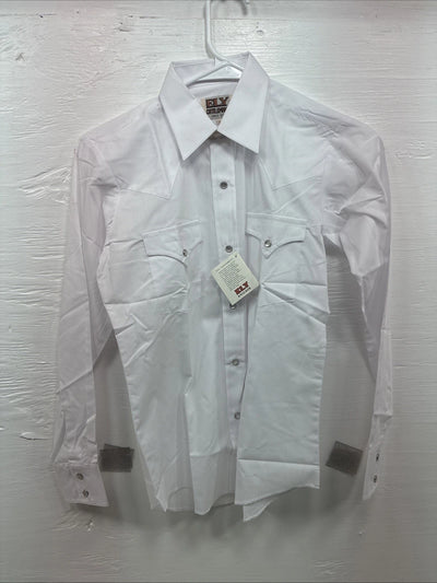 New Kids ELY Classic White Long Sleeve Pearl Snap Size 14 CC-118