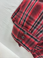 New Men’s ELY 1878 Red Black Plaid Long Sleeve Pearl Snap Large Q-69