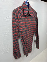 New Kids Panhandle Slim Red Plaid Long Sleeve Pearl Snap Size 10 CC-96