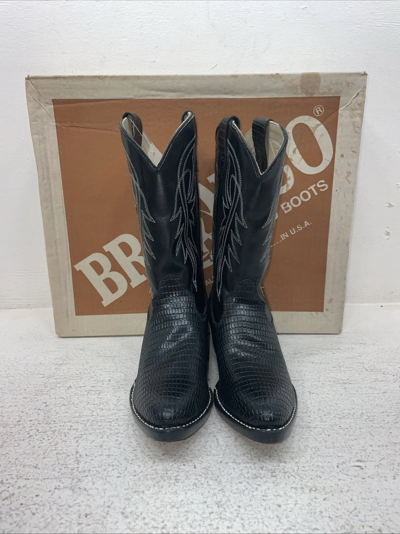 New Youth Black Bronco Cowboy Boots. B 1990 3.5 3 1/2 D. 24-139