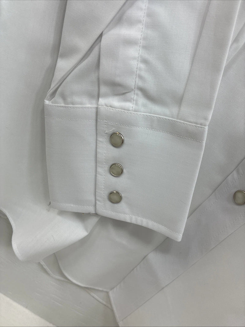New Men’s ELY Diamond White Fire Design Long Sleeve Pearl Snap Large AA-15
