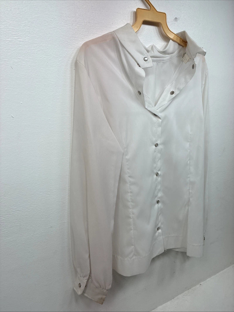 New Women’s Prior White Long Sleeve Pearl Snap English Shirt 38 KK-64