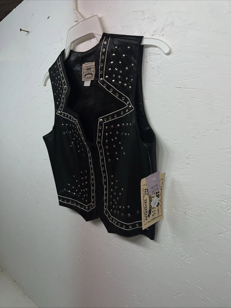 New Women’s 1849 Authentic Ranchwear Black Star Western Show Vest XXS WW-76