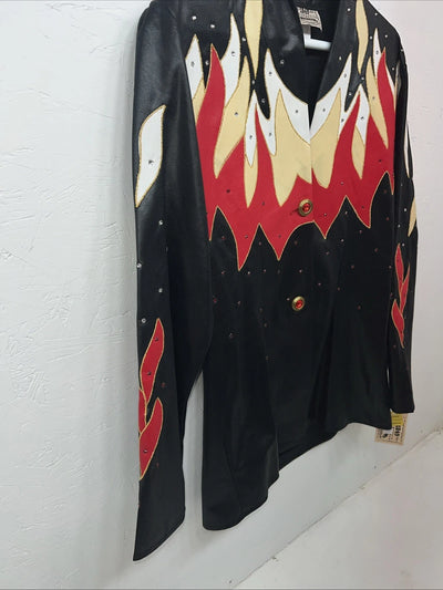 New Women’s 1849 Authentic Ranchwear Black Red Flame Western Show Shirt M WW-20