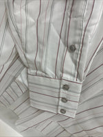 New Men’s H Bar C White Stripe Long Sleeve Pearl Snap 16 Large M-36