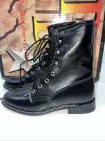 New Women’s Black Lace Up Cowboy Boots. 4440 6.5 6 1/2 M. 19-107