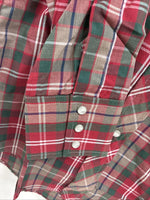 New Men’s ELY Plains Red Plaid Long Sleeve Pearl Snap 14.5 X 33 Small AA-94
