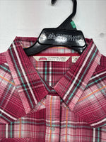 New Women’s Cumberland Pink Plaid Long Sleeve Pearl Snap XL GG-56