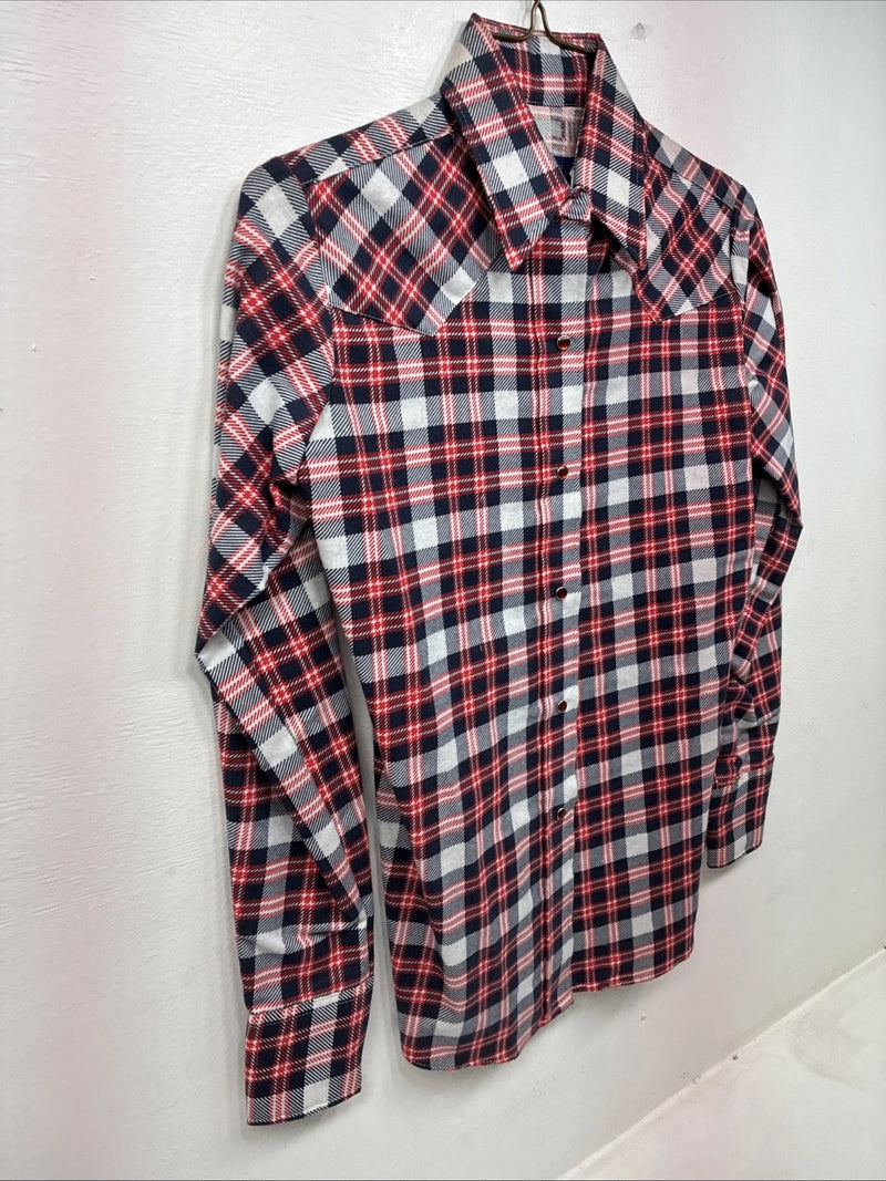 New Women’s Panhandle Slim Red Plaid Long Sleeve Pearl Snap Sis E32 MM-52