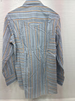 New Men’s Tem Tex Blue Stripe Long Sleeve Pearl Snap 16 X 33 Large R-16